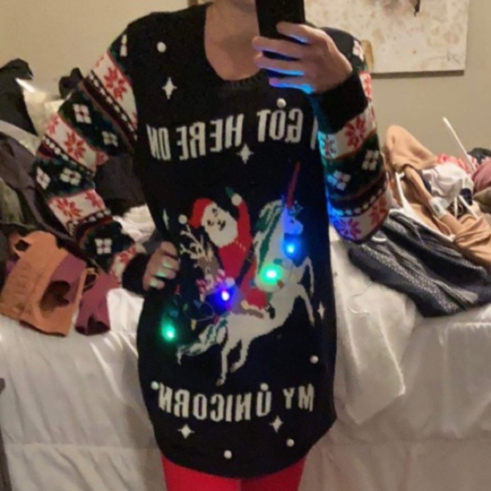 🔥 3 for $15 Unicorn light up Christmas sweater